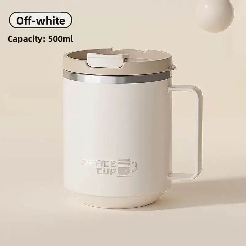 Double Wall Insulated 304 Stainless Steel Coffee Mug, Leak-Proof Travel Cup with Handle for Adults and Students