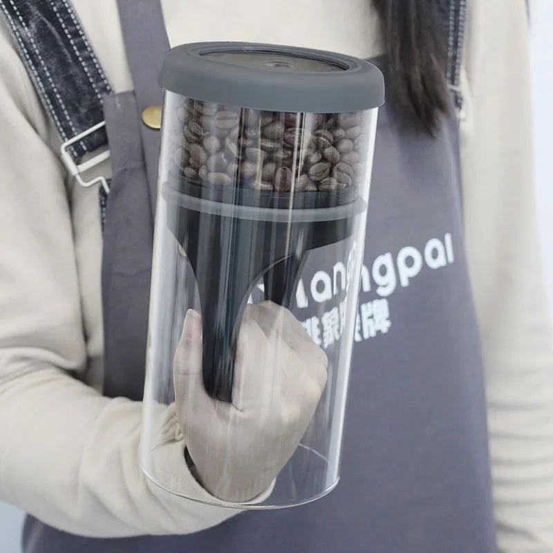 Coffee Beans Storage Vacuum Jar Kitchen Food Clear Glass Container Tea Moisture-proof Canister Home Fresh Keeping Cans