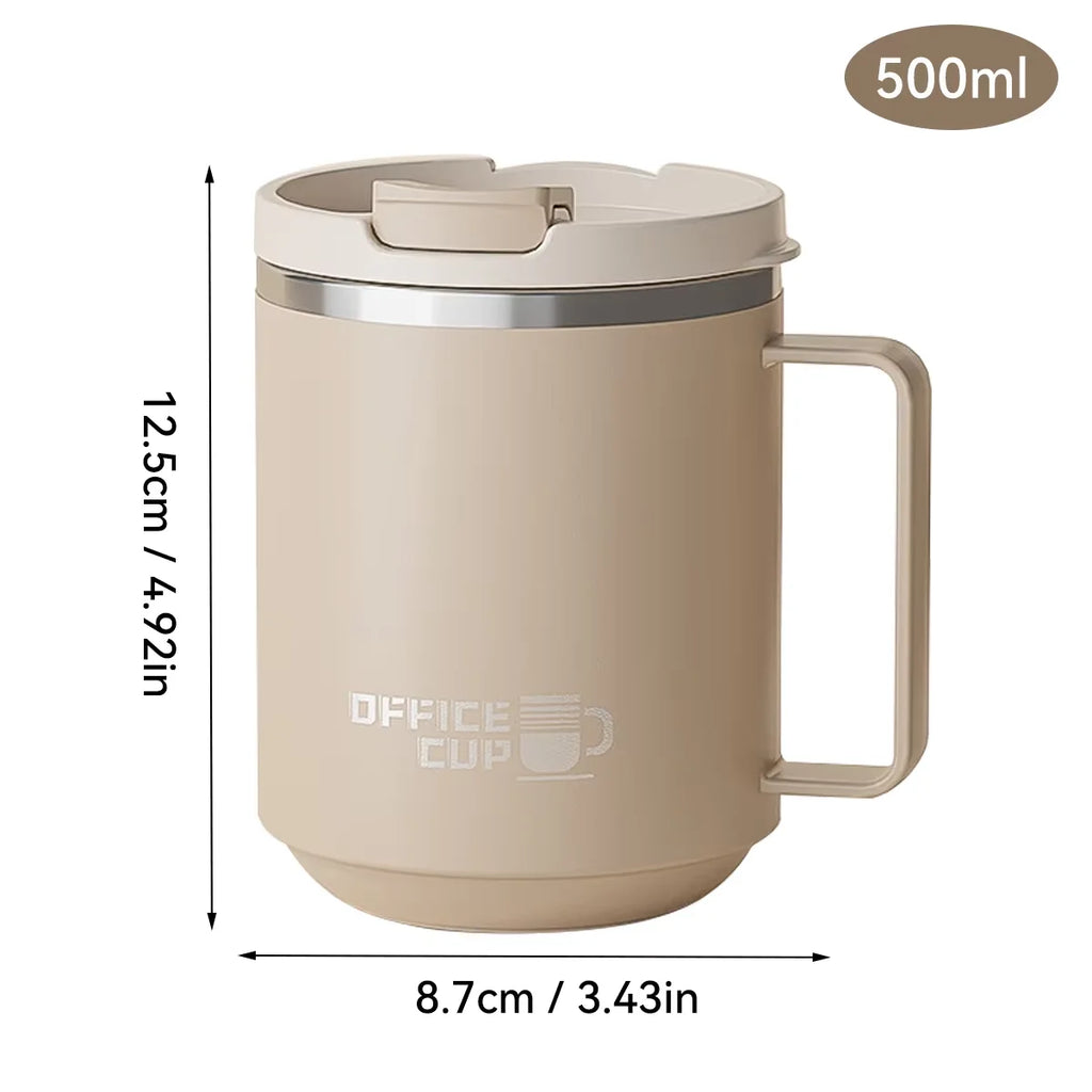Double Wall Insulated 304 Stainless Steel Coffee Mug, Leak-Proof Travel Cup with Handle for Adults and Students