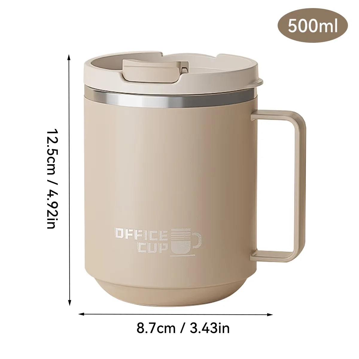Double Wall Insulated 304 Stainless Steel Coffee Mug, Leak-Proof Travel Cup with Handle for Adults and Students