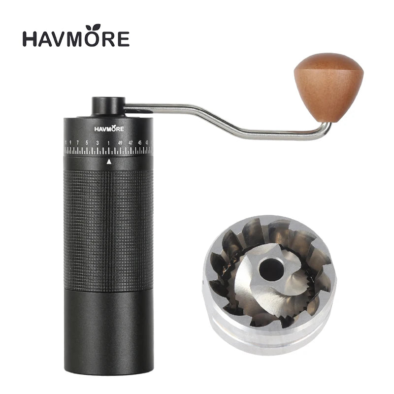 Havmore Mini Portable Stainless Steel Conical Burr Easy Manual Operation Home Use Manual Coffee Grinder