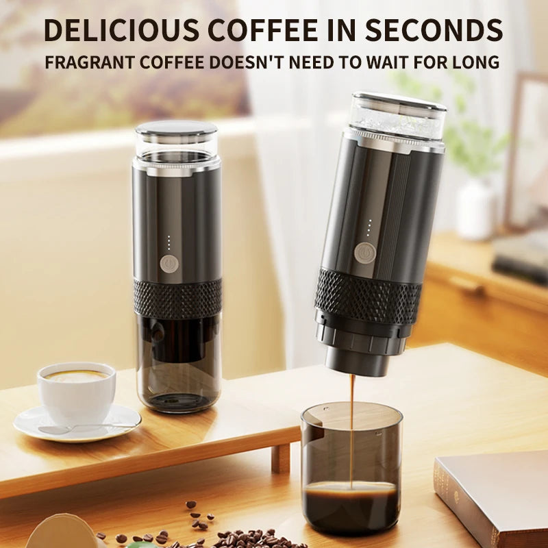Portable Espresso Machine, Manual Capsule & Ground Coffee Extractor, Small Semi-Automatic Moka Pot for Home, Outdoor, Office and