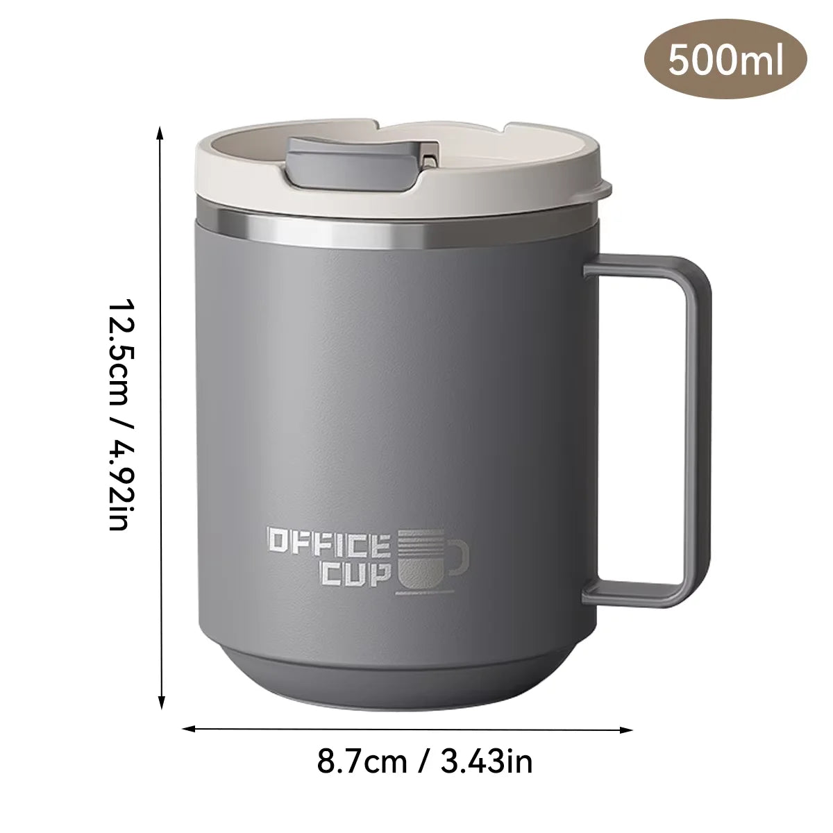 Double Wall Insulated 304 Stainless Steel Coffee Mug, Leak-Proof Travel Cup with Handle for Adults and Students