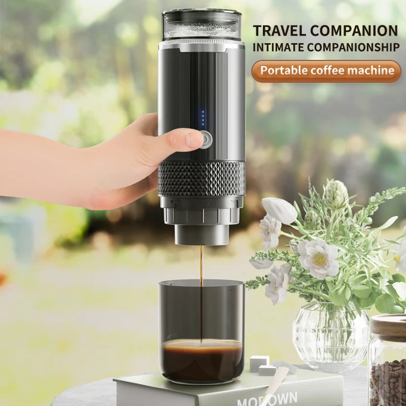 Portable Espresso Machine, Manual Capsule & Ground Coffee Extractor, Small Semi-Automatic Moka Pot for Home, Outdoor, Office and